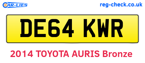 DE64KWR are the vehicle registration plates.