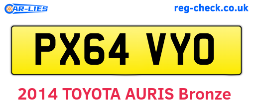 PX64VYO are the vehicle registration plates.