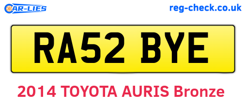 RA52BYE are the vehicle registration plates.