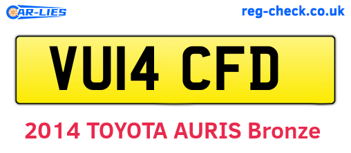 VU14CFD are the vehicle registration plates.