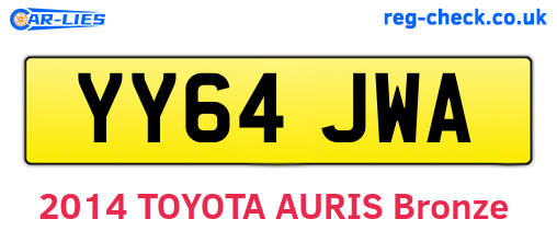 YY64JWA are the vehicle registration plates.