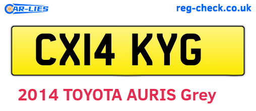 CX14KYG are the vehicle registration plates.