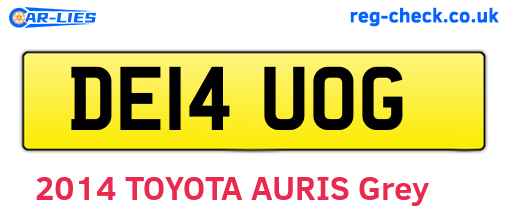DE14UOG are the vehicle registration plates.