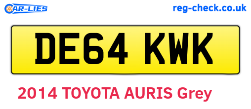DE64KWK are the vehicle registration plates.