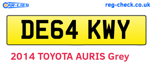 DE64KWY are the vehicle registration plates.
