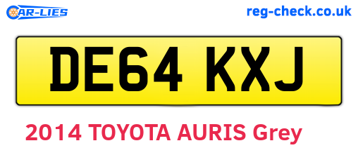 DE64KXJ are the vehicle registration plates.