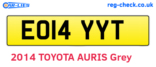 EO14YYT are the vehicle registration plates.