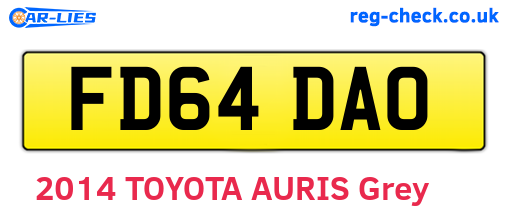 FD64DAO are the vehicle registration plates.