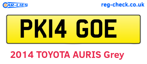 PK14GOE are the vehicle registration plates.