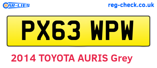 PX63WPW are the vehicle registration plates.