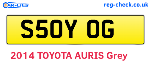 S50YOG are the vehicle registration plates.