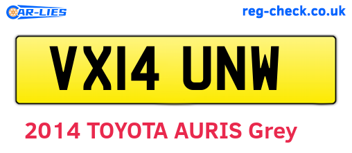 VX14UNW are the vehicle registration plates.