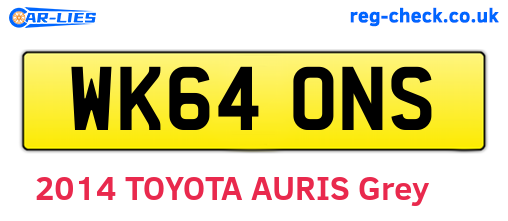 WK64ONS are the vehicle registration plates.