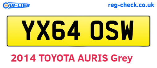 YX64OSW are the vehicle registration plates.