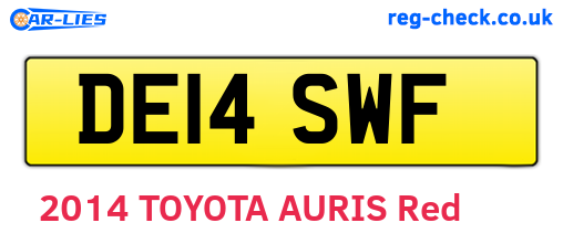 DE14SWF are the vehicle registration plates.