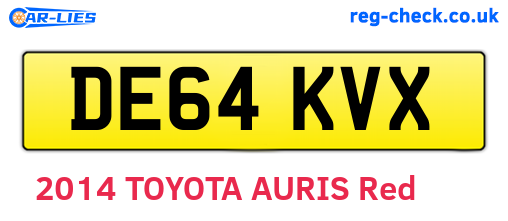 DE64KVX are the vehicle registration plates.
