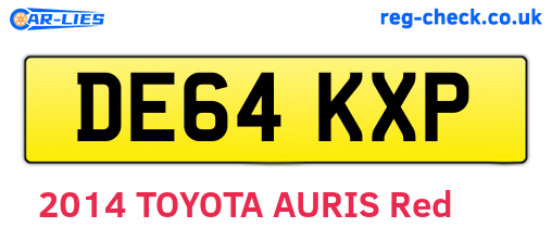 DE64KXP are the vehicle registration plates.