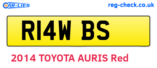 R14WBS are the vehicle registration plates.