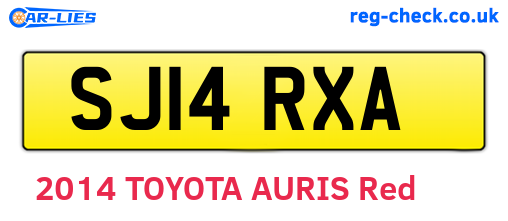 SJ14RXA are the vehicle registration plates.