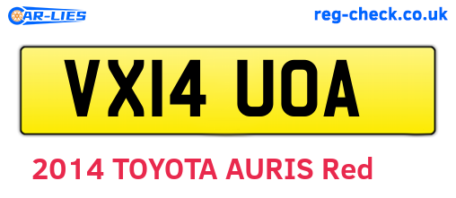 VX14UOA are the vehicle registration plates.