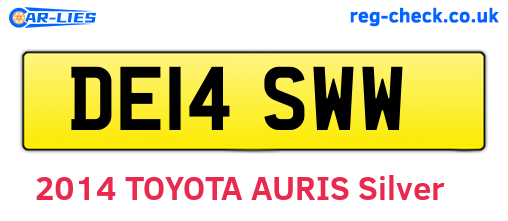 DE14SWW are the vehicle registration plates.