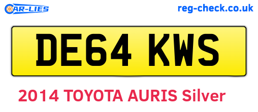 DE64KWS are the vehicle registration plates.