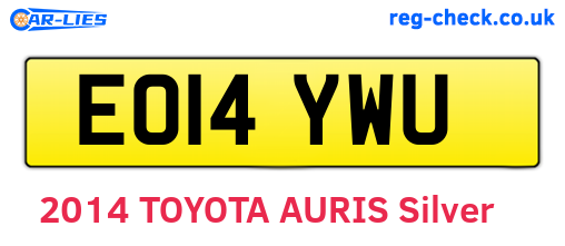 EO14YWU are the vehicle registration plates.
