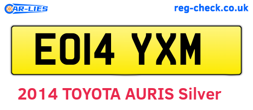 EO14YXM are the vehicle registration plates.