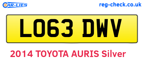 LO63DWV are the vehicle registration plates.