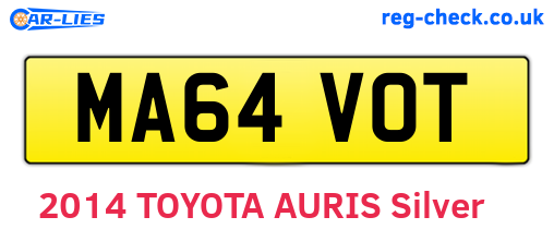 MA64VOT are the vehicle registration plates.