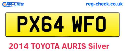 PX64WFO are the vehicle registration plates.