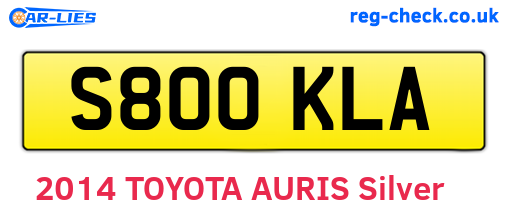 S800KLA are the vehicle registration plates.