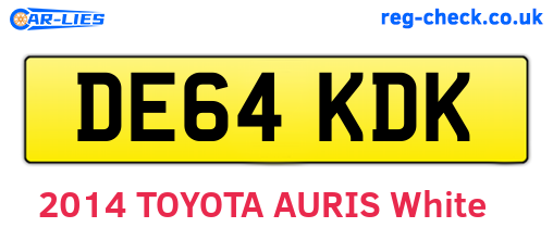 DE64KDK are the vehicle registration plates.