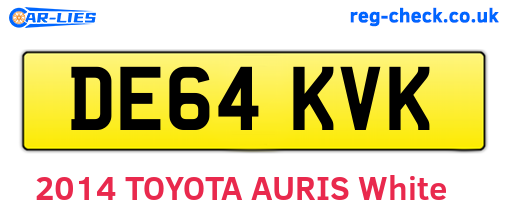 DE64KVK are the vehicle registration plates.