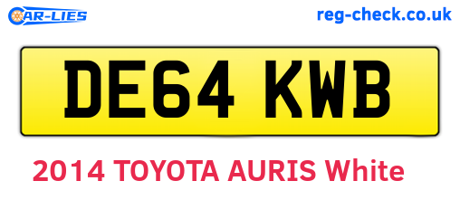DE64KWB are the vehicle registration plates.