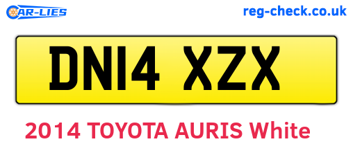 DN14XZX are the vehicle registration plates.