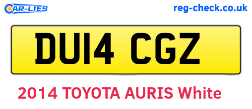 DU14CGZ are the vehicle registration plates.