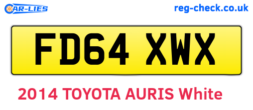 FD64XWX are the vehicle registration plates.