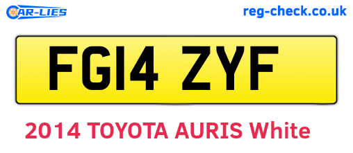 FG14ZYF are the vehicle registration plates.