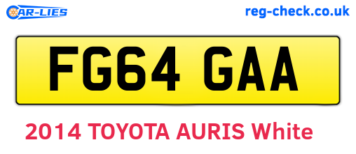 FG64GAA are the vehicle registration plates.