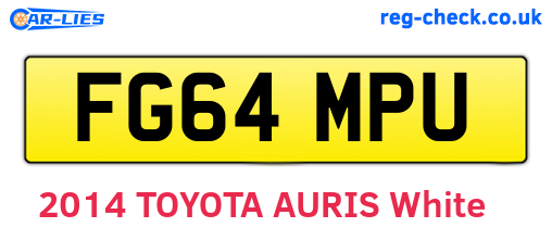 FG64MPU are the vehicle registration plates.