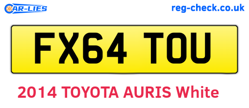 FX64TOU are the vehicle registration plates.
