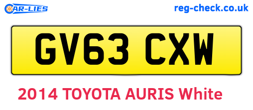 GV63CXW are the vehicle registration plates.