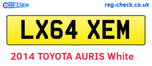LX64XEM are the vehicle registration plates.