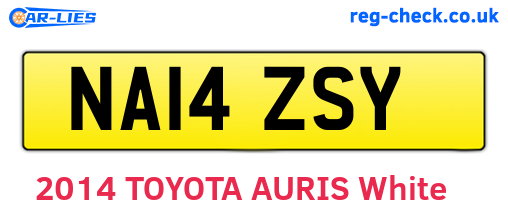NA14ZSY are the vehicle registration plates.
