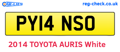 PY14NSO are the vehicle registration plates.