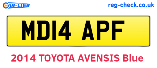 MD14APF are the vehicle registration plates.