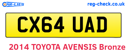 CX64UAD are the vehicle registration plates.