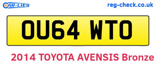 OU64WTO are the vehicle registration plates.