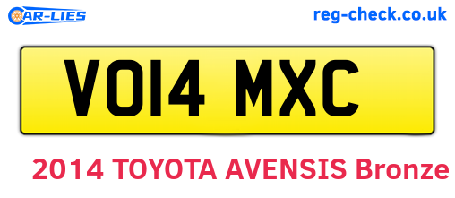 VO14MXC are the vehicle registration plates.